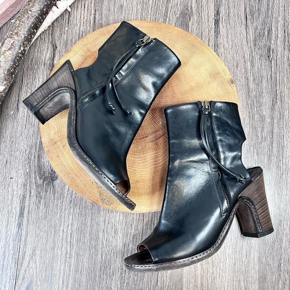 *Buttero | Peep Toe / Heel Leather Ankle Booties Size 8